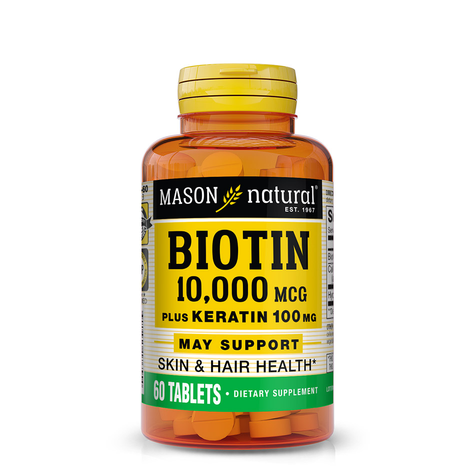 Biotin 10,000 mcg Plus Keratin 100 mg - Mason Vitamins